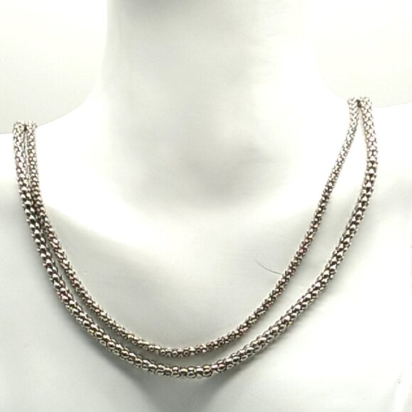 Park Lane Double Strand Silver-tone Wheat Chain Necklace **READ FLAWED** - Picture 1 of 15